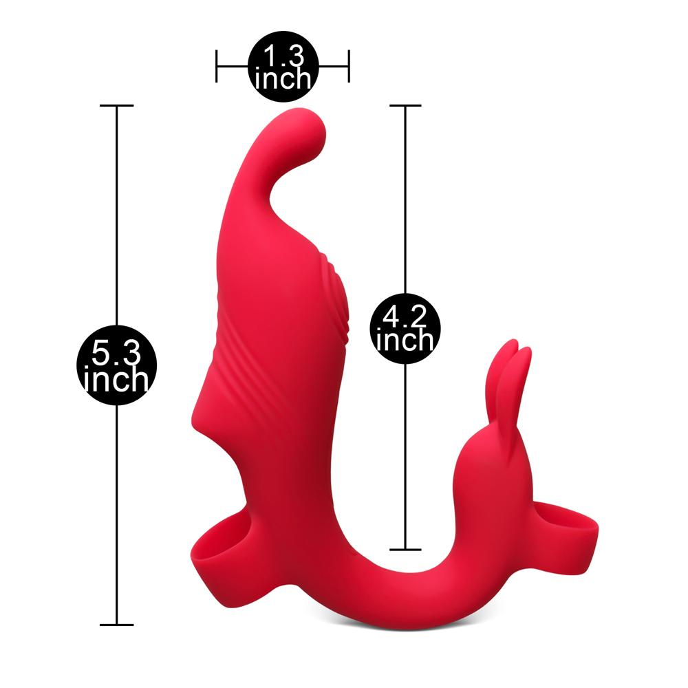 Red 10-Speed Finger Vibrator with USB Magnetic Charging