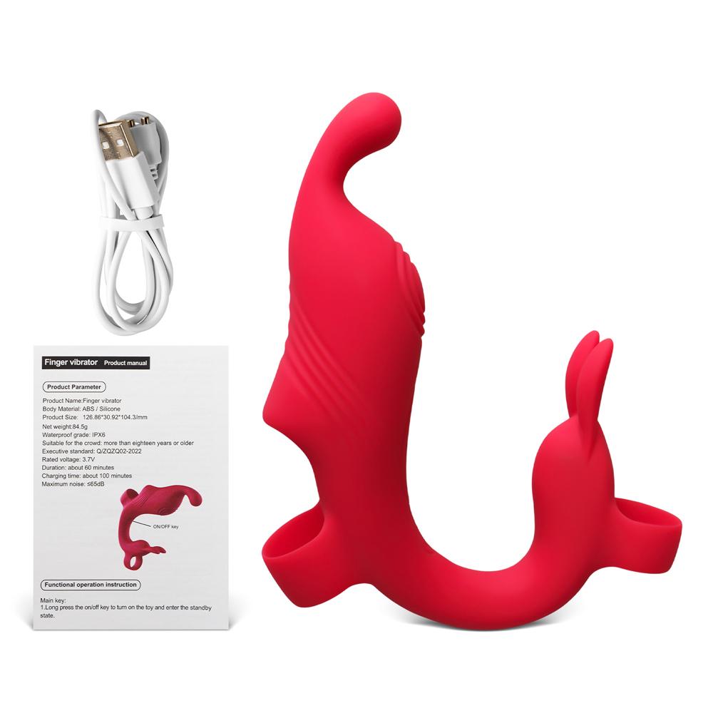 Red 10-Speed Finger Vibrator with USB Magnetic Charging