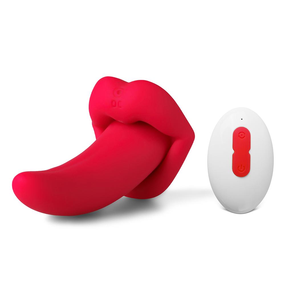 Red 10-Speed Mini Vibrating Tongue with Remote