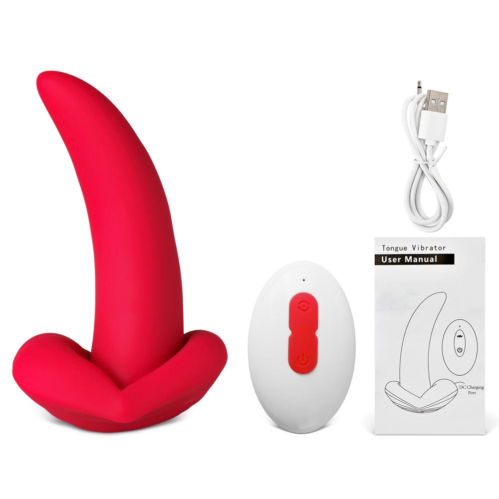 Red 10-Speed Mini Vibrating Tongue with Remote