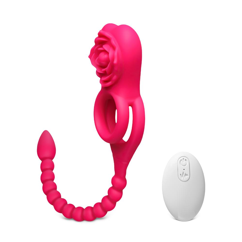 Red 10-Speed Rechargeable Vibrating Cock Ring with Remote Control