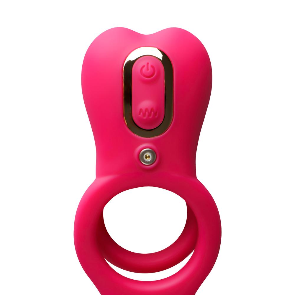 Red 10-Speed Rechargeable Vibrating Cock Ring with Remote Control