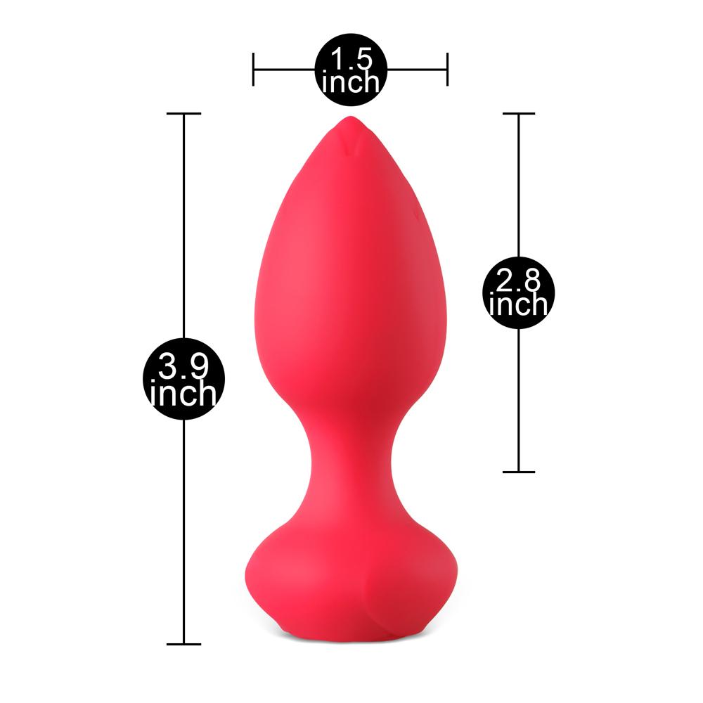 Red 10-Speed Rechargeable Waterproof Vibrating Butt Plug with Remote Control