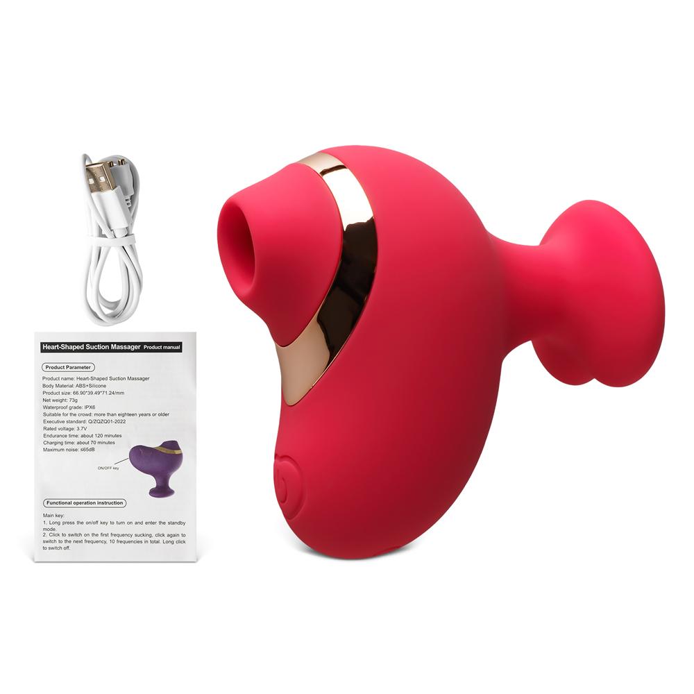 Red 10-Speed Sucking Massager with USB Magnetic Charging