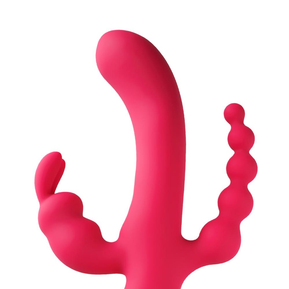 Red 10-Speed Waterproof Vibrating Silicone Vibrator - Rechargeable