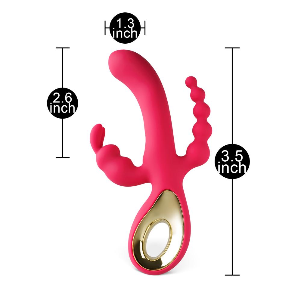 Red 10-Speed Waterproof Vibrating Silicone Vibrator - Rechargeable