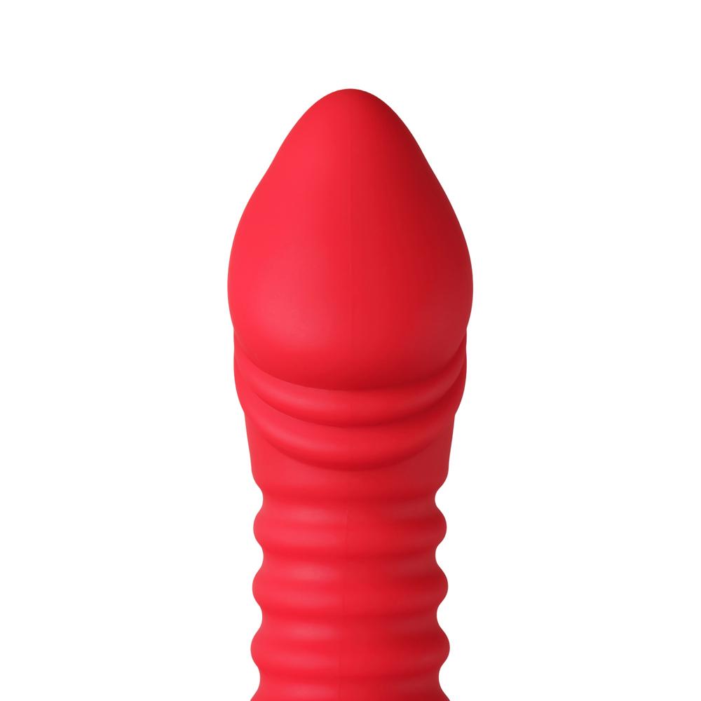 Red Color 12-Speed Rechargeable Silicone Thrusting & Sucking Vibrator