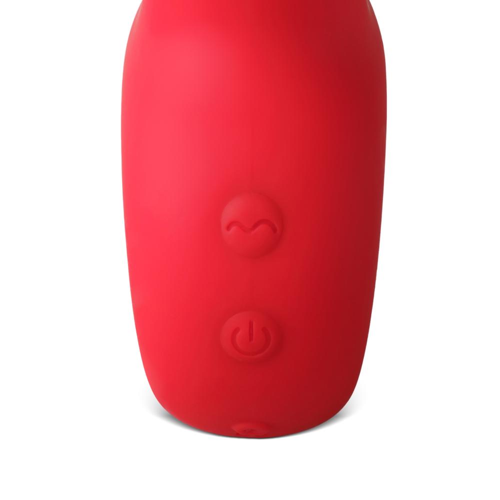 Red Color 12-Speed Rechargeable Silicone Thrusting & Sucking Vibrator