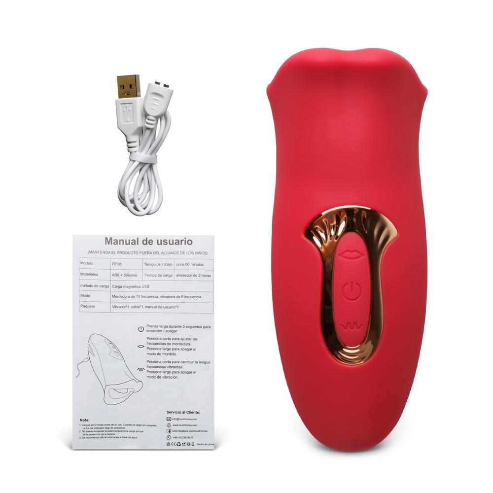 Red Color Big Mouth Stimulator with Licking Tongue