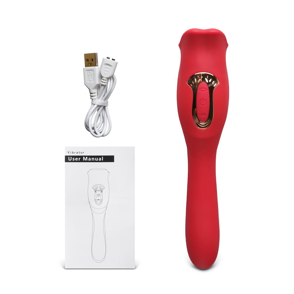 Red Color Big Mouth Stimulator with Licking Tongue with Vibrator