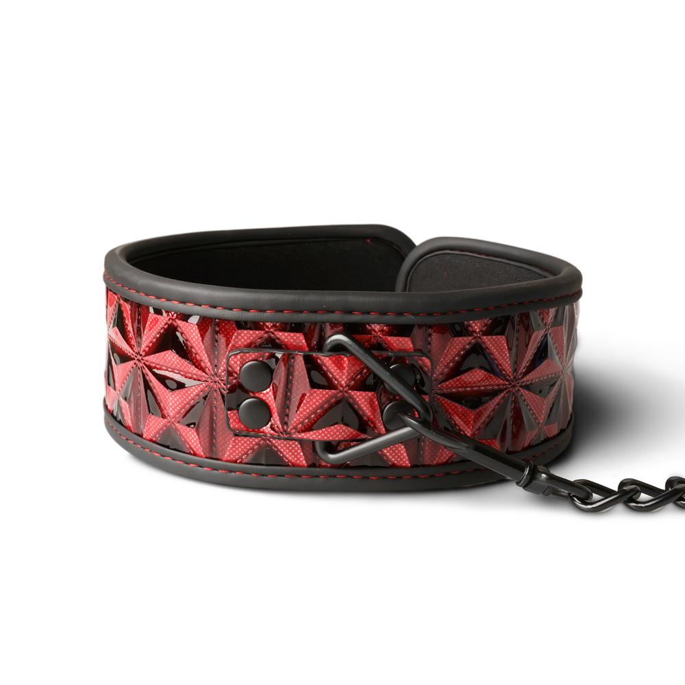 Red Color Embossed Bondage Collar