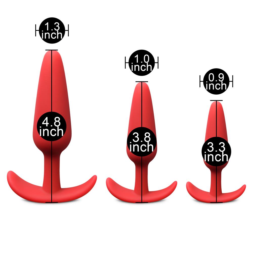 Red Color Silicone Butt Plug Set