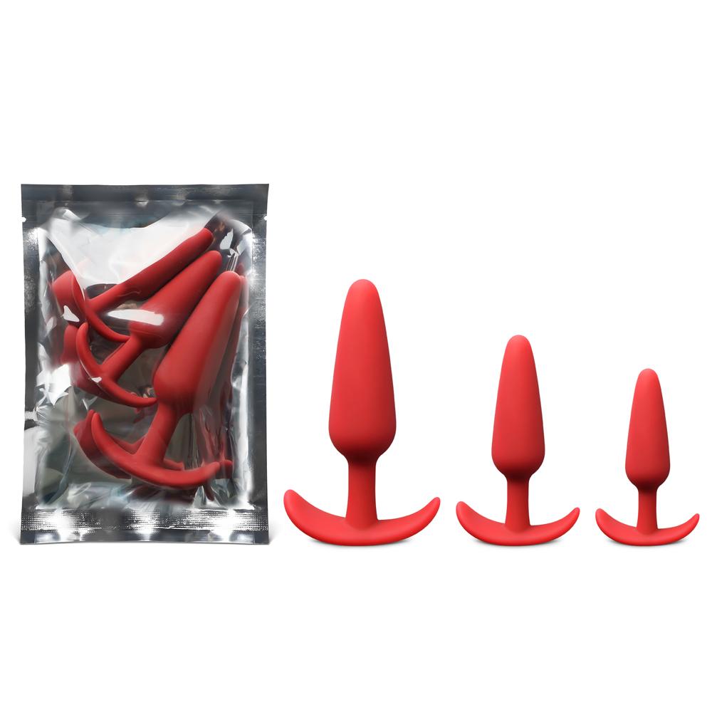 Red Color Silicone Butt Plug Set