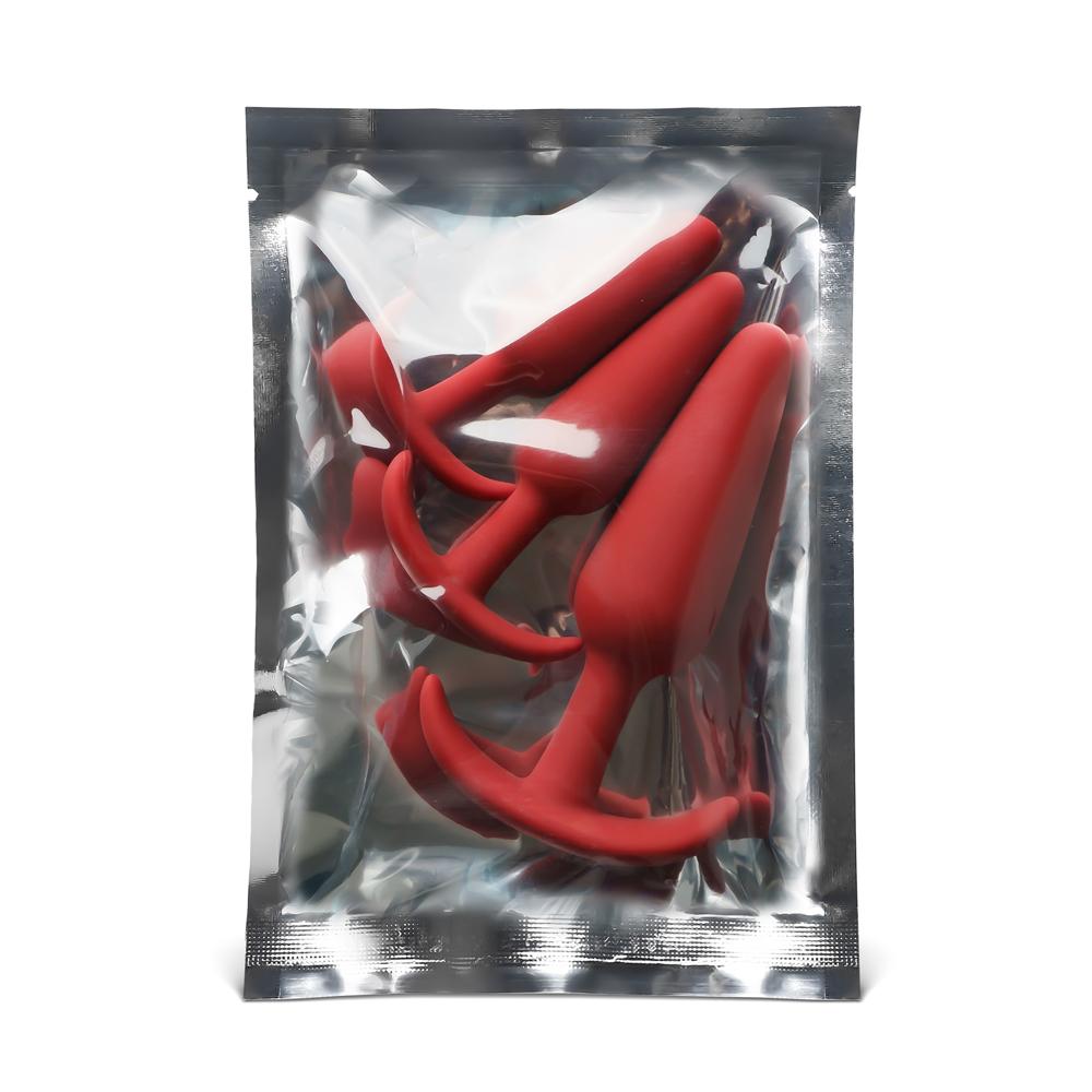 Red Color Silicone Butt Plug Set