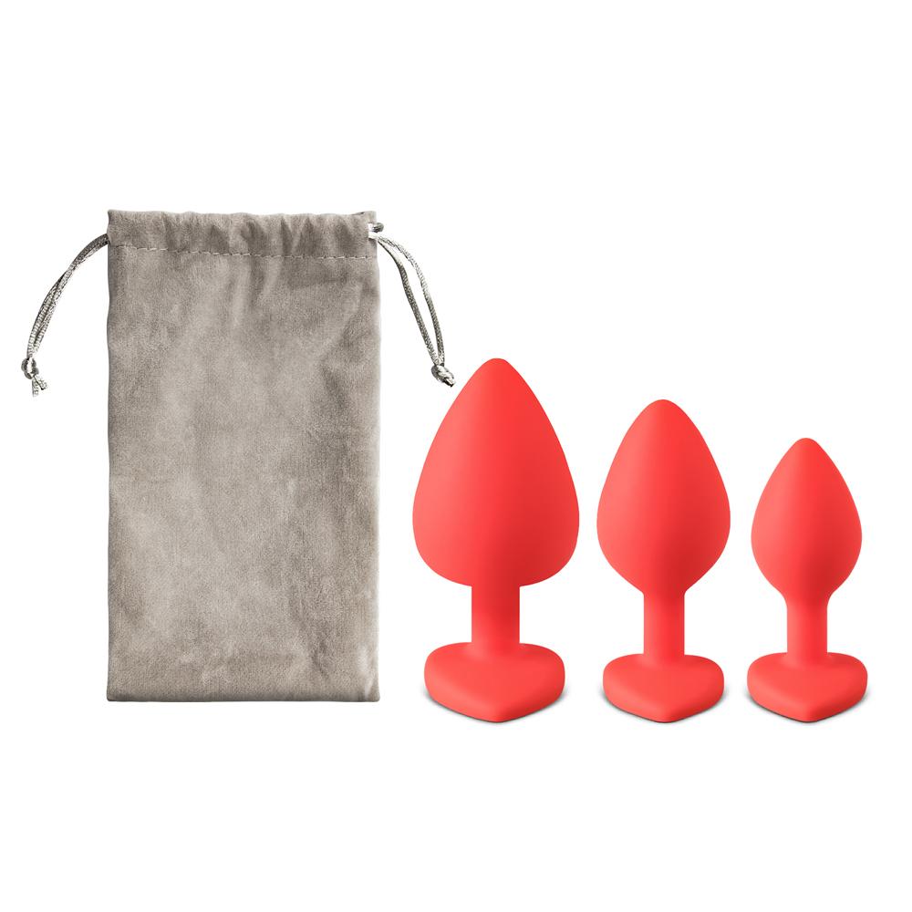 Red Color Silicone Butt Plug Set ( Heart Shape )