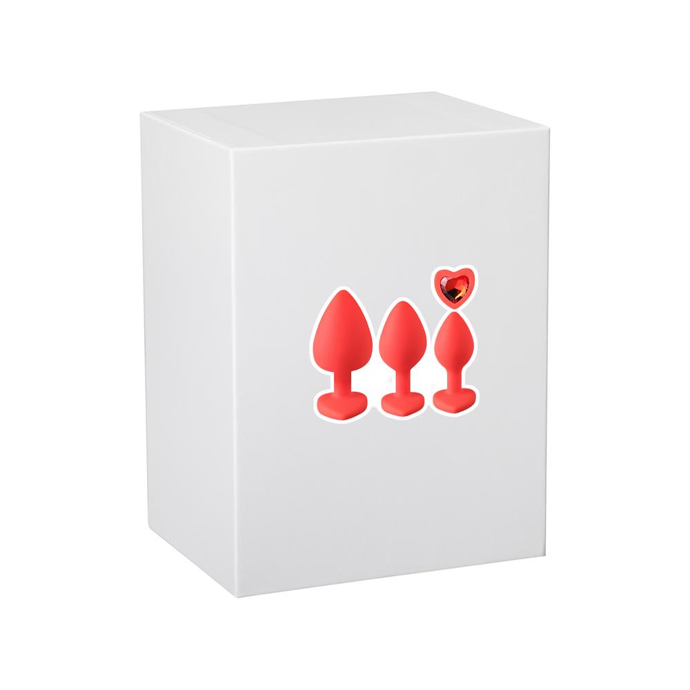 Red Color Silicone Butt Plug Set ( Heart Shape )