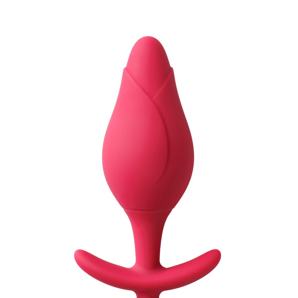 Red Color Silicone Clitoral Rose Stimulator with Vibrating Anal Plug