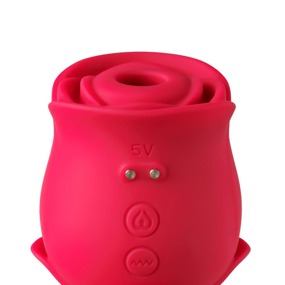 Red Color Silicone Clitoral Rose Vibrator with Thrusting Vibrator