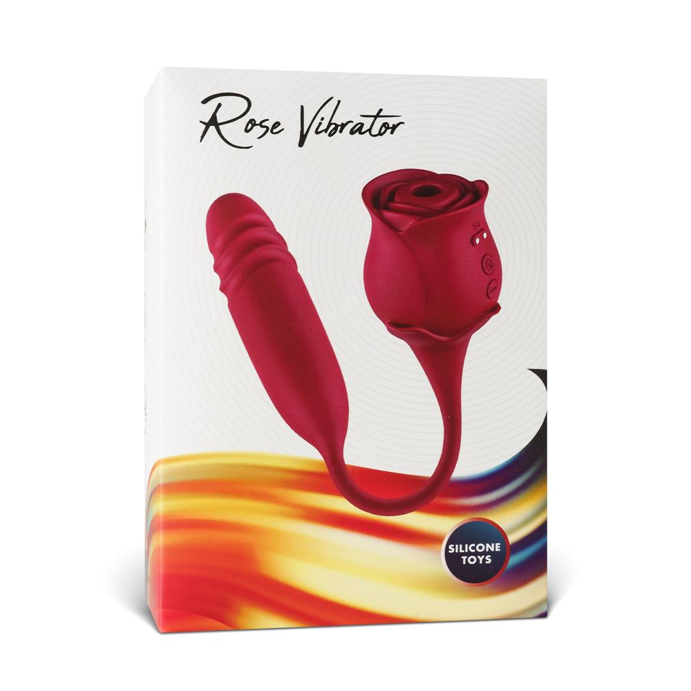 Red Color Silicone Clitoral Rose Vibrator with Thrusting Vibrator