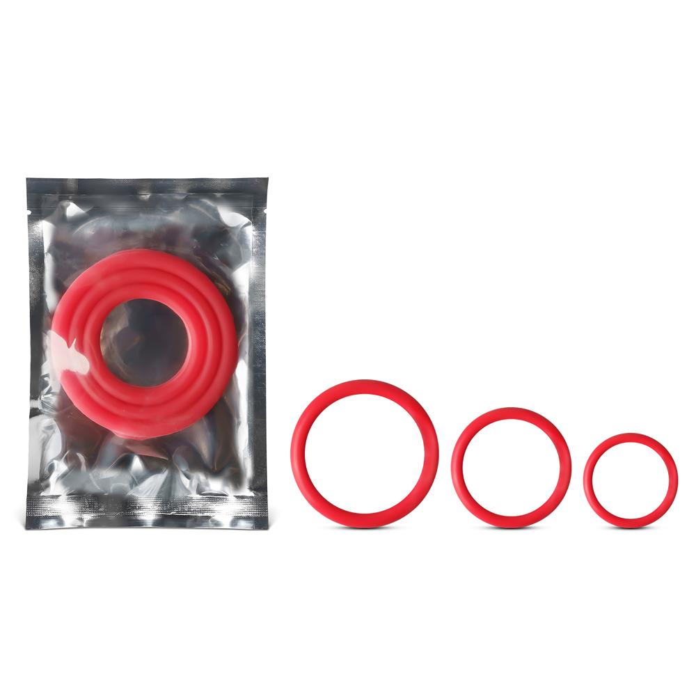 Red Color Silicone Triple Cock Ring Set