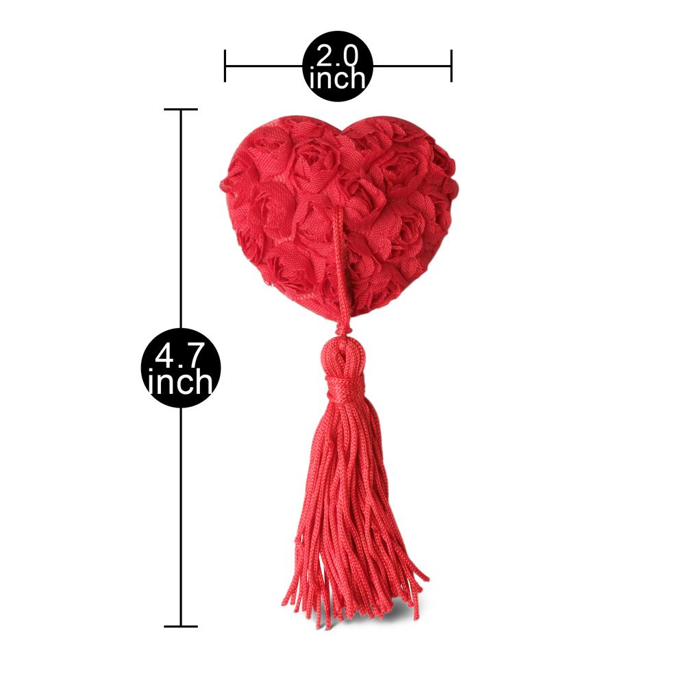 Red Lace Rose Nipple Tassels