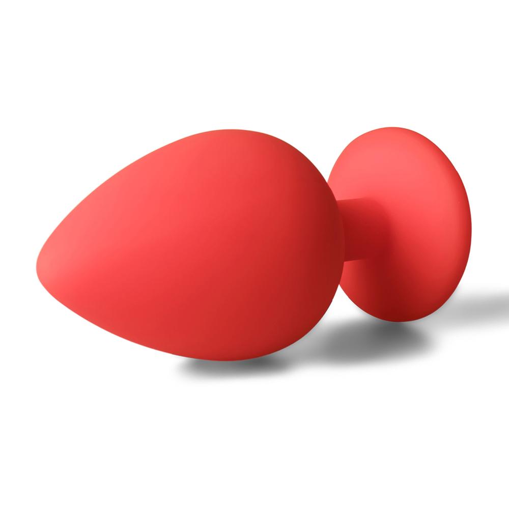 Red Large Size Silicone Anal Plug with Red Diamond