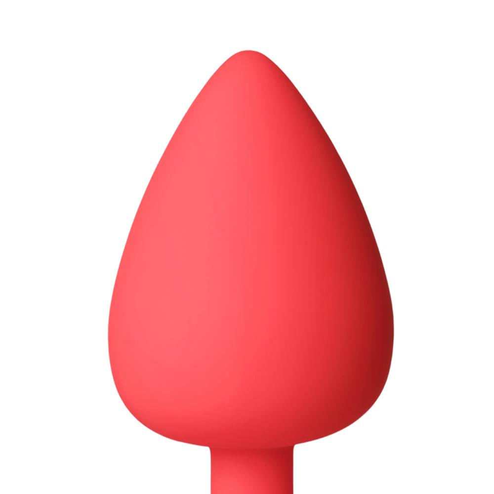 Red Large Size Silicone Anal Plug with Red Diamond