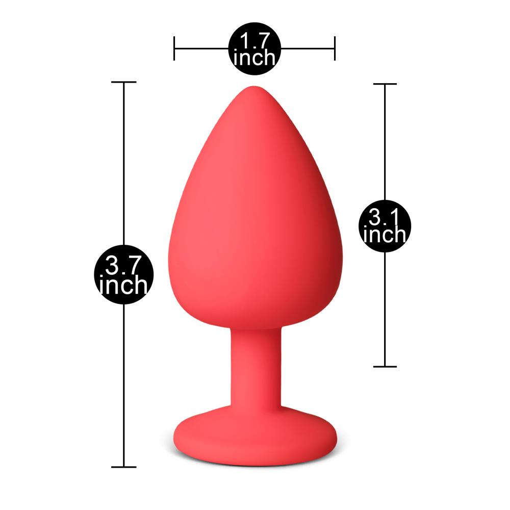 Red Large Size Silicone Anal Plug with Red Diamond