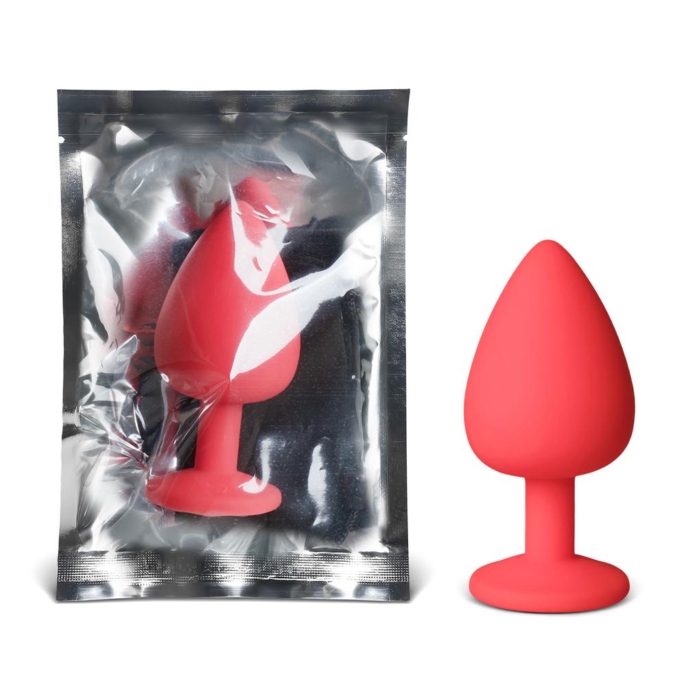 Red Large Size Silicone Anal Plug with Red Diamond