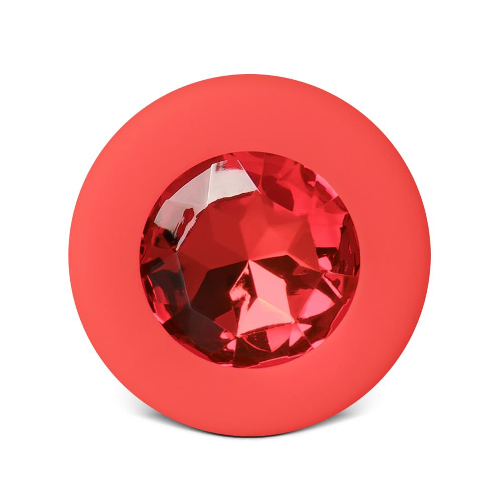 Red Medium Size Silicone Anal Plug with Red Diamond