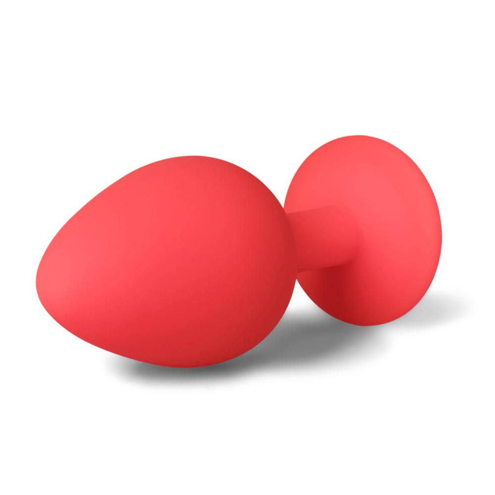 Red Medium Size Silicone Anal Plug with Red Diamond