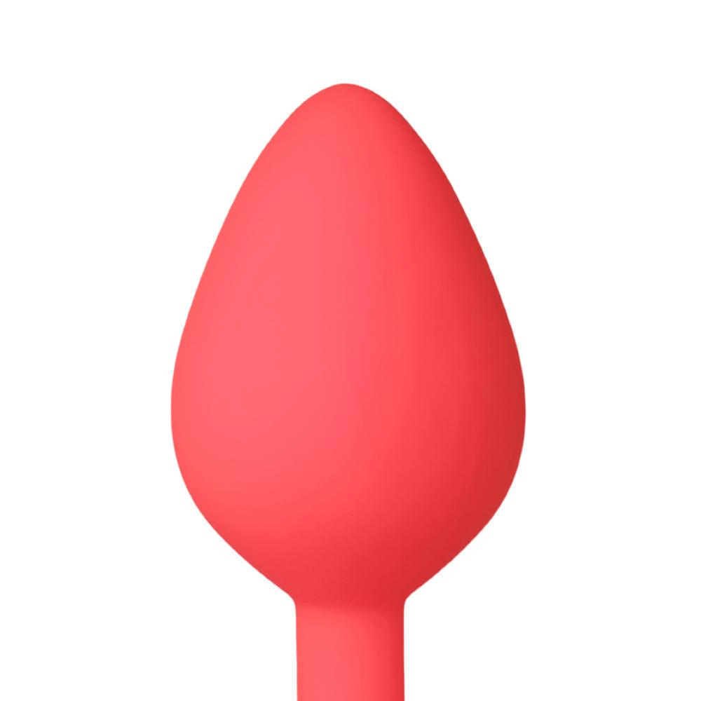 Red Medium Size Silicone Anal Plug with Red Diamond