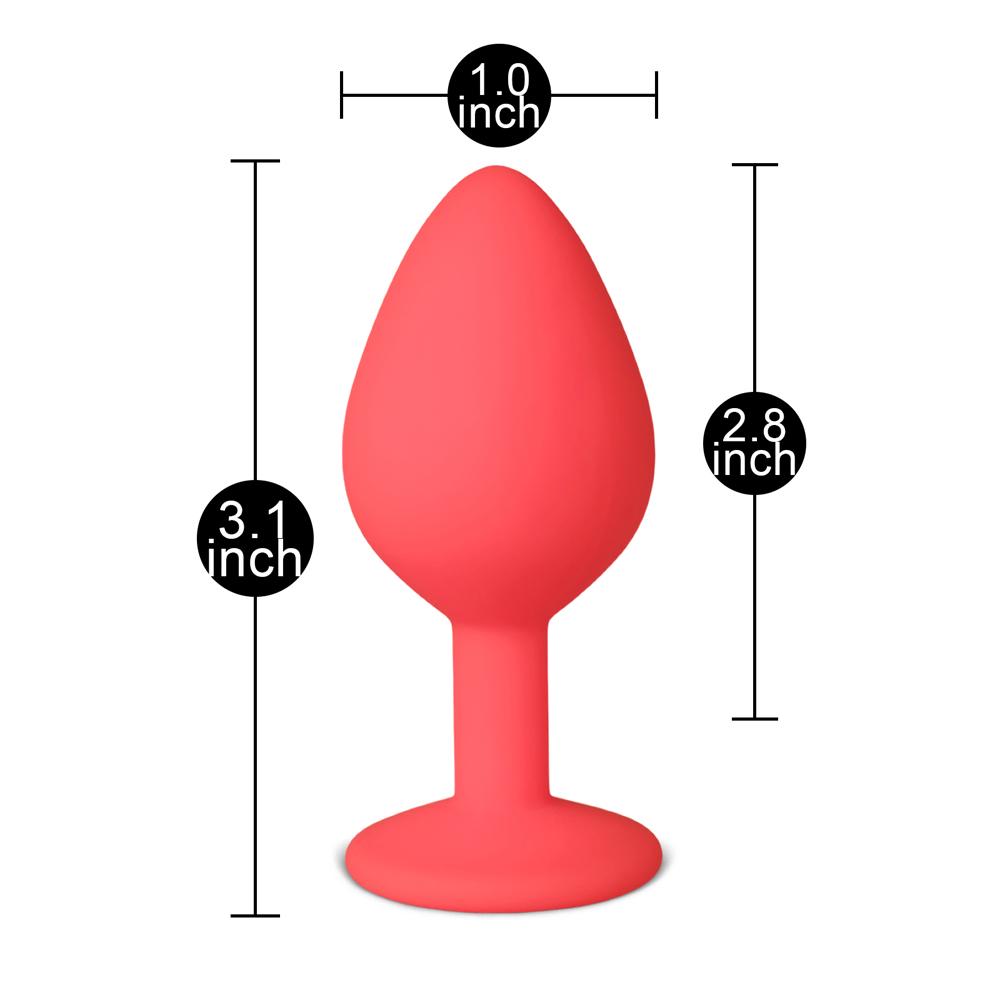 Red Medium Size Silicone Anal Plug with Red Diamond