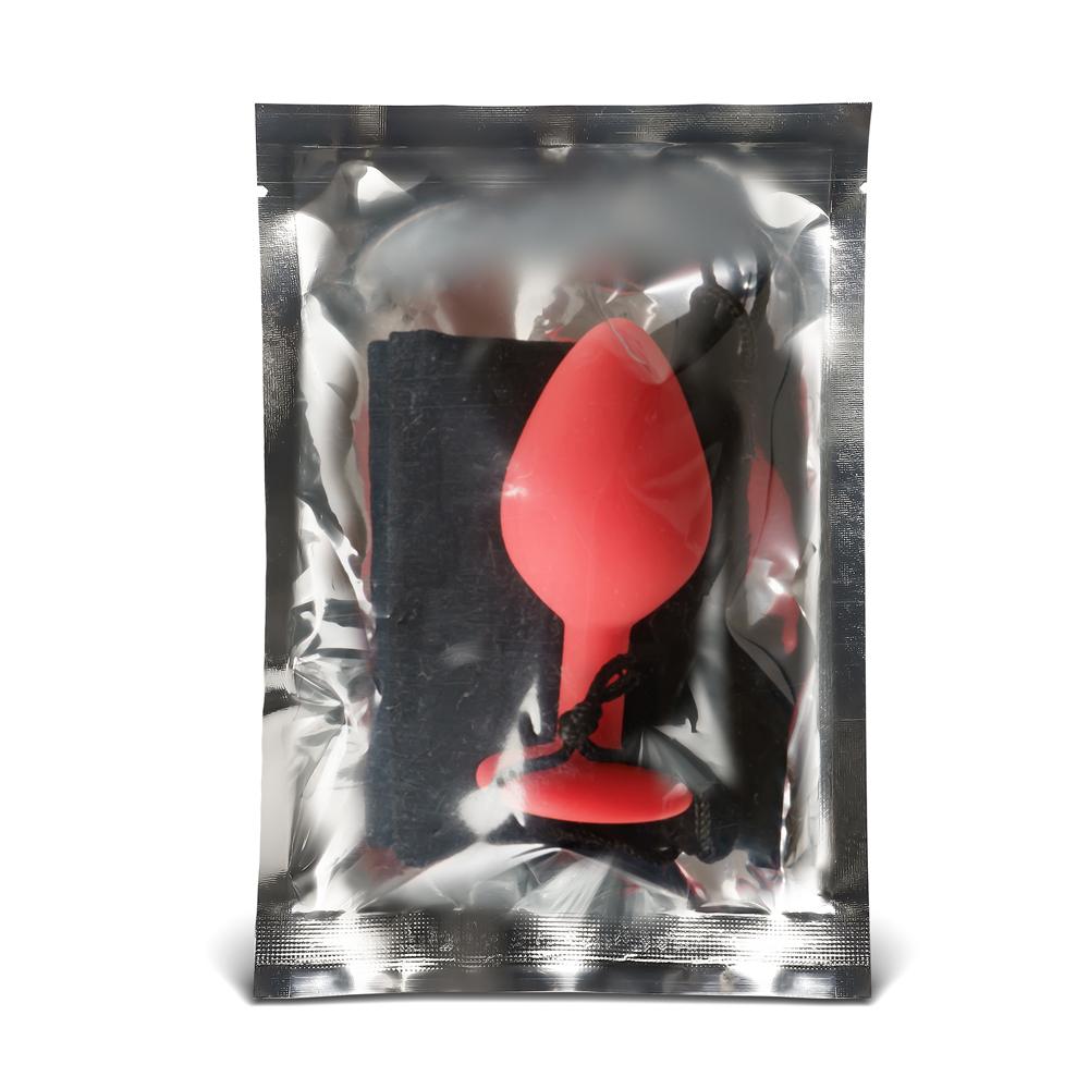 Red Medium Size Silicone Anal Plug with Red Diamond