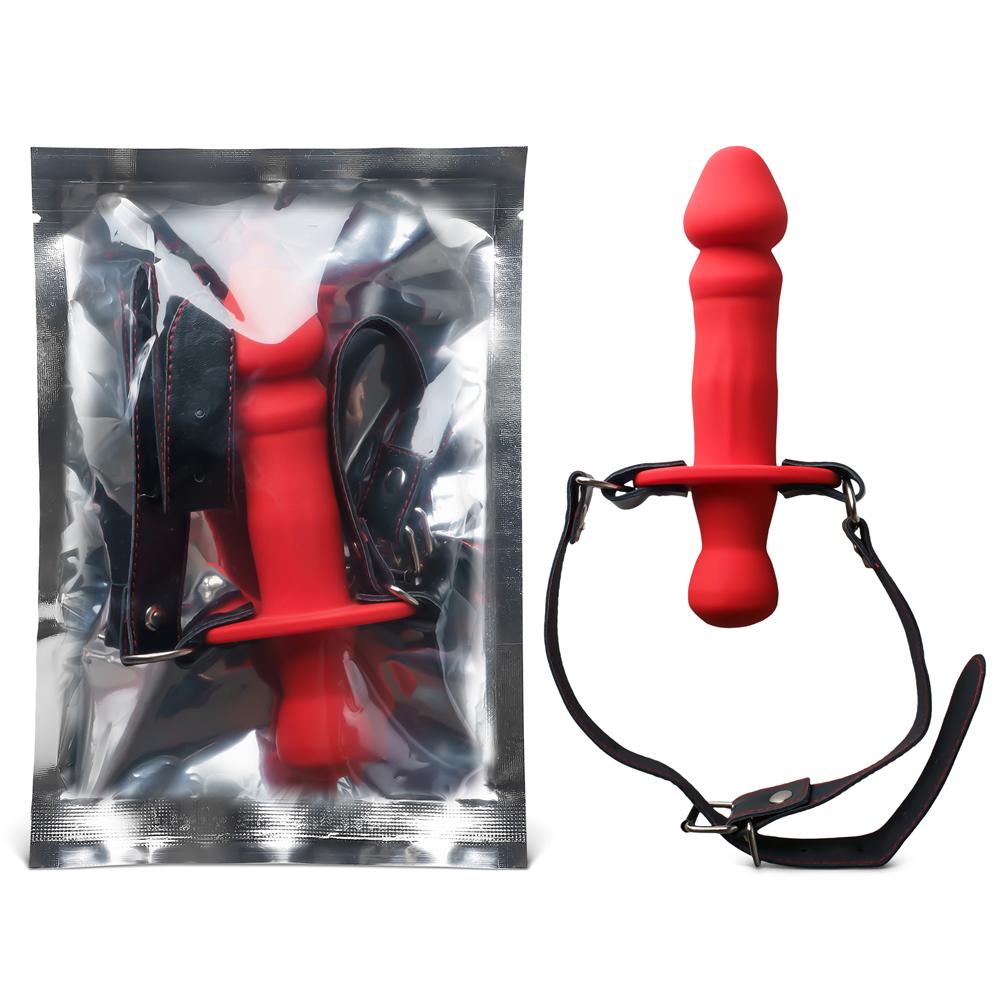 Red Silicone Ball Gag with 11 CM Dildo