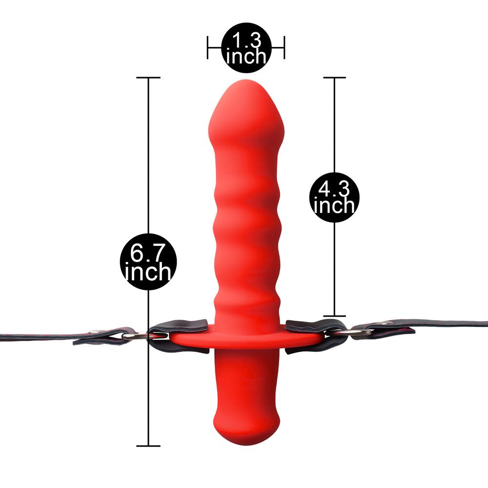 Red Silicone Ball Gag with 11 CM Dildo