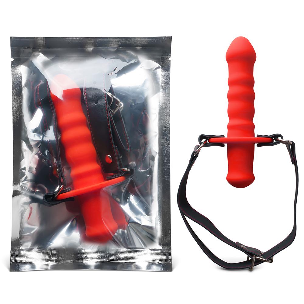 Red Silicone Ball Gag with 11 CM Dildo