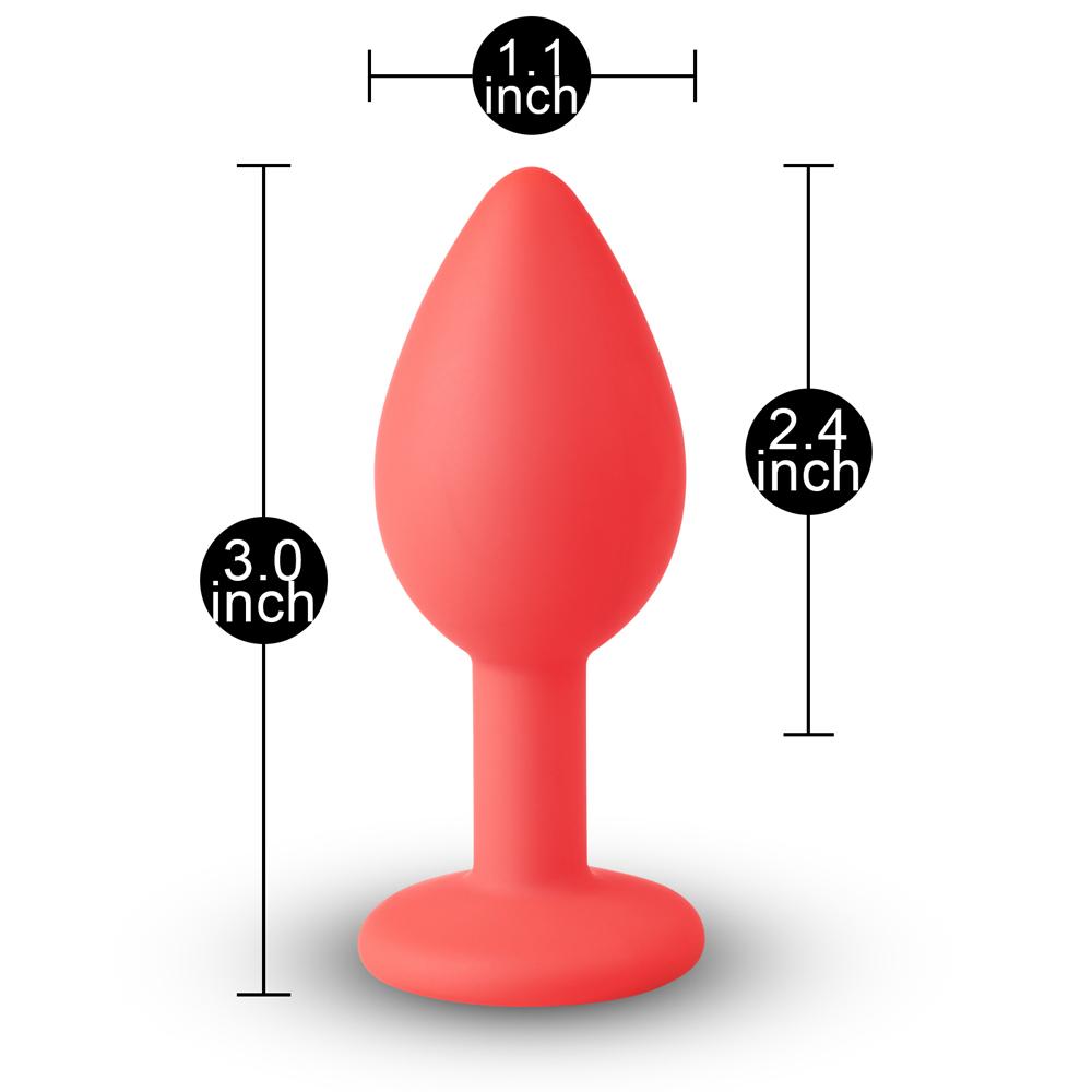 Red Small Size Silicone Anal Plug with Red Diamond