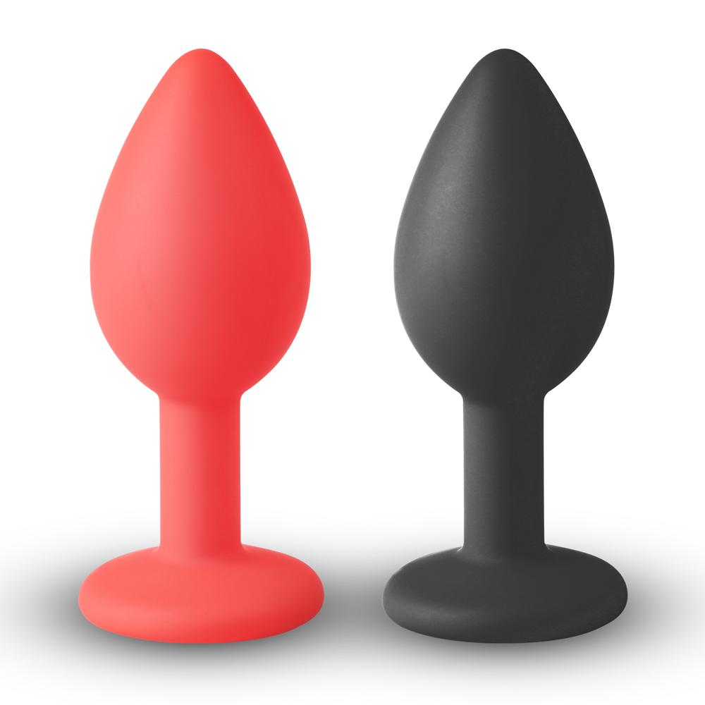 Red Small Size Silicone Anal Plug with Red Diamond