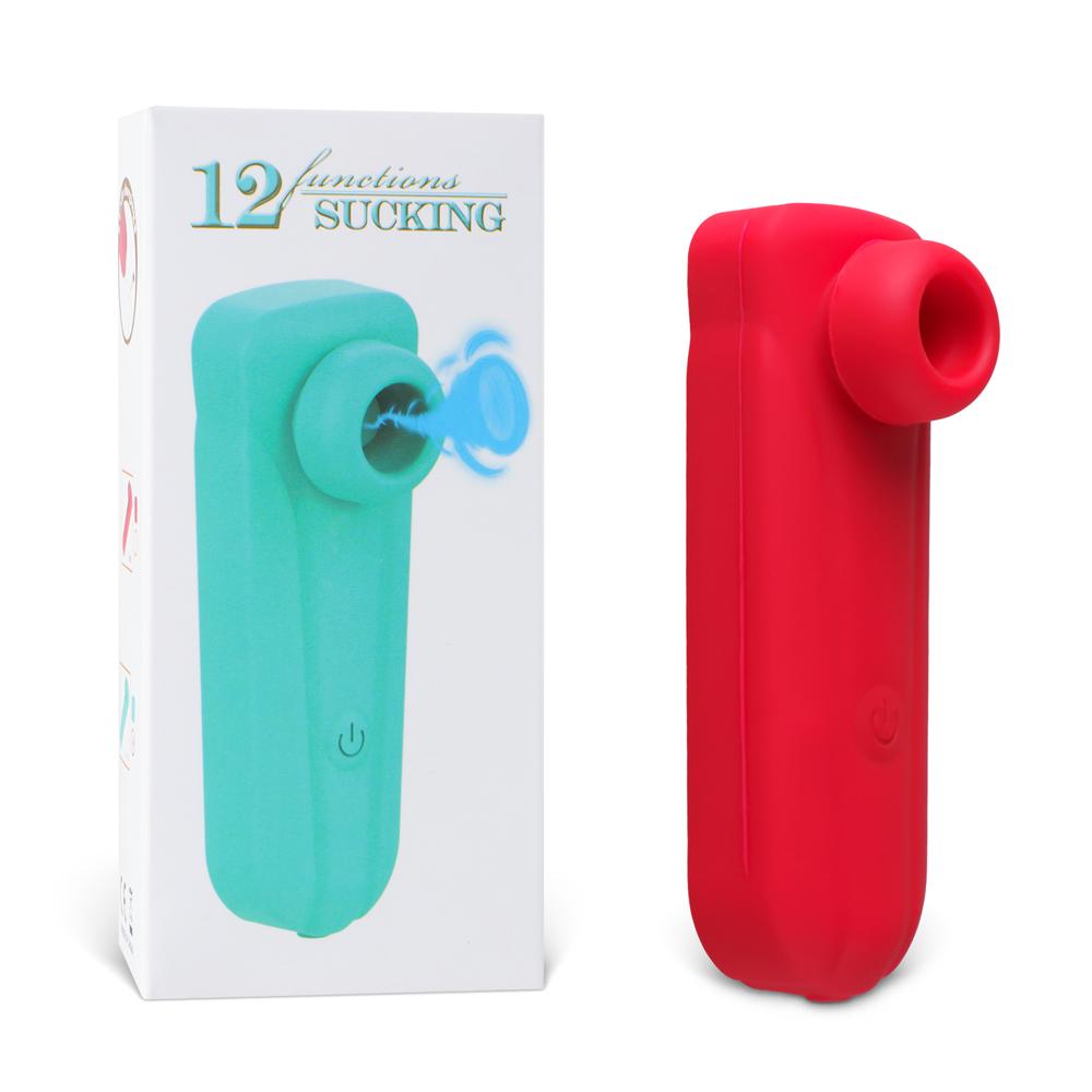 Red Sucking Massager with 12-Speed, Medical Grade Silicone, Waterproof, Plug-In Rechargeable