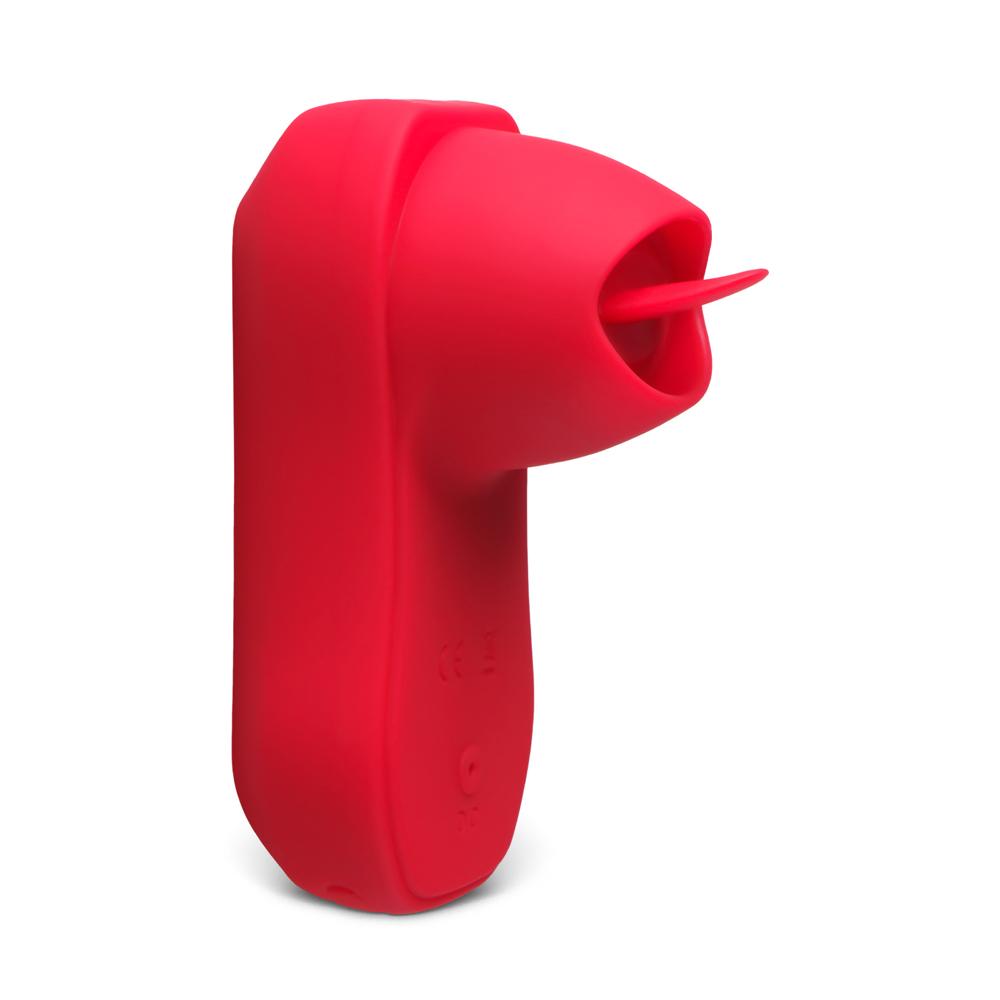 Red Tongue-Licking Massager with 12-Speed, Medical Grade Silicone, Waterproof, Plug-In Rechargeable