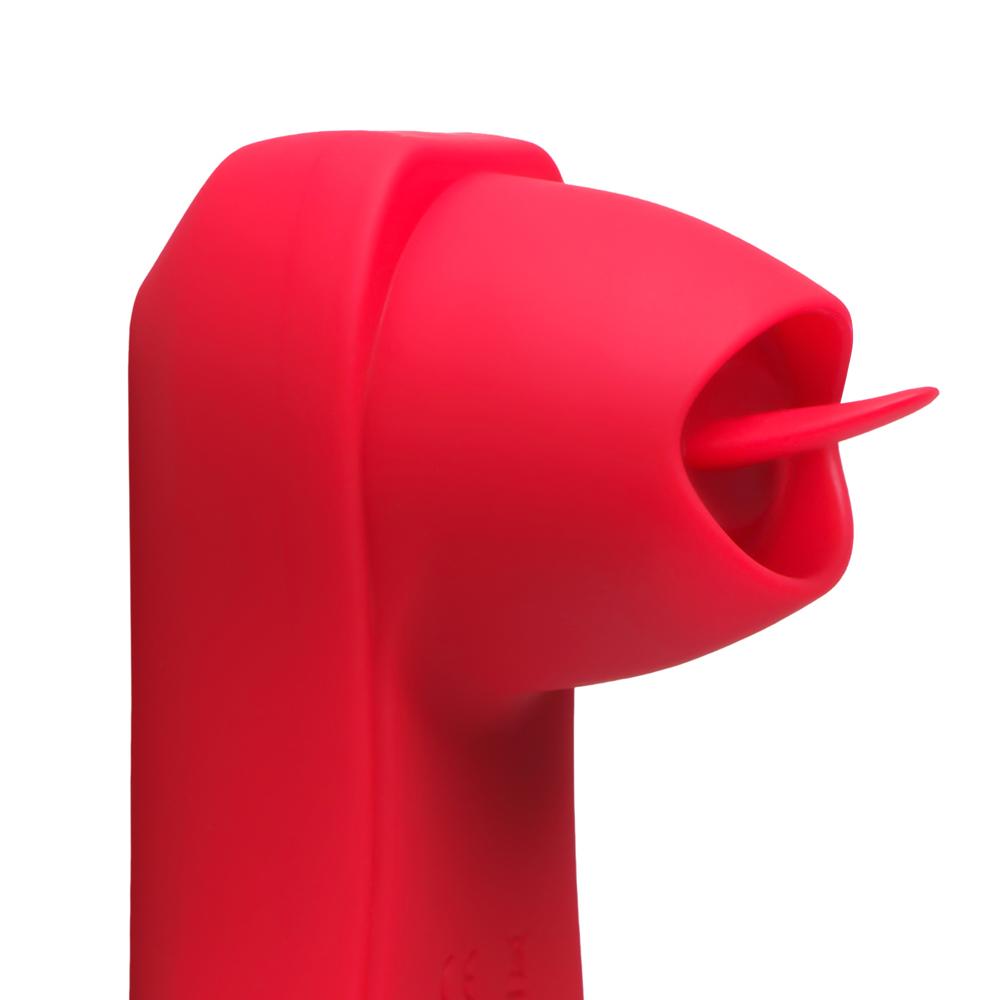 Red Tongue-Licking Massager with 12-Speed, Medical Grade Silicone, Waterproof, Plug-In Rechargeable