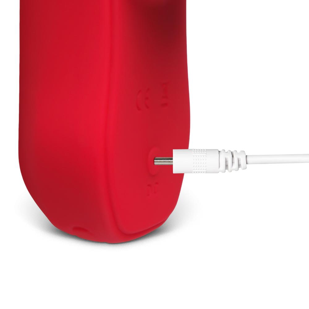 Red Tongue-Licking Massager with 12-Speed, Medical Grade Silicone, Waterproof, Plug-In Rechargeable