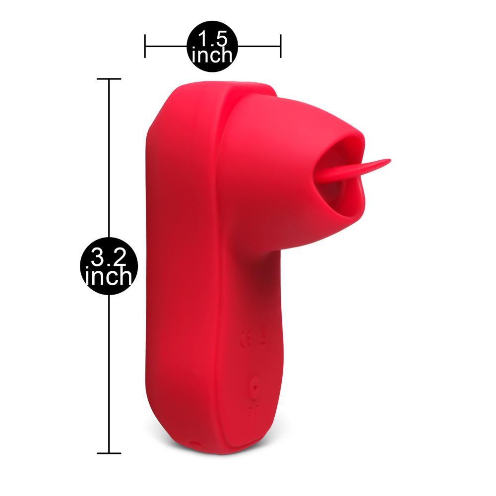 Red Tongue-Licking Massager with 12-Speed, Medical Grade Silicone, Waterproof, Plug-In Rechargeable