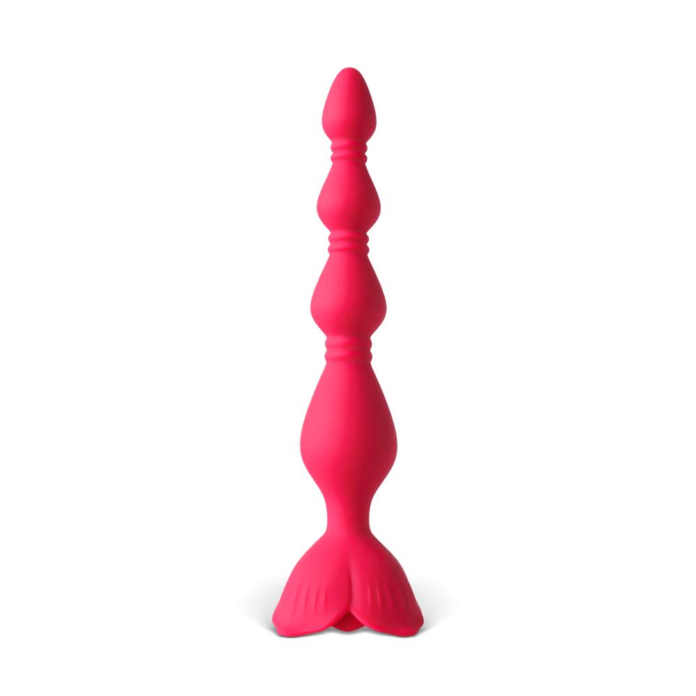 Red Vibrating Anal Beads with Flower-Shaped Base - 9-Speed, 19.6 CM Length