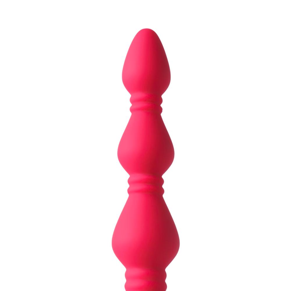 Red Vibrating Anal Beads with Flower-Shaped Base - 9-Speed, 19.6 CM Length