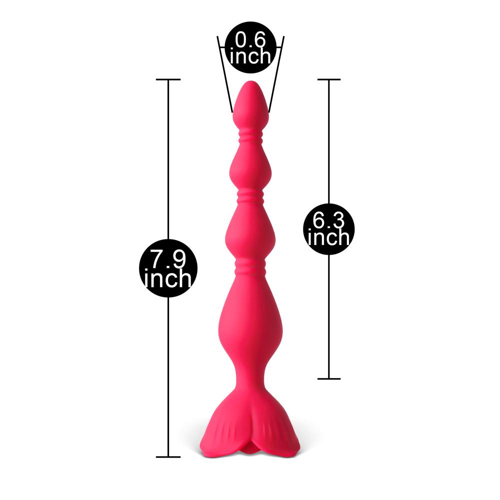 Red Vibrating Anal Beads with Flower-Shaped Base - 9-Speed, 19.6 CM Length