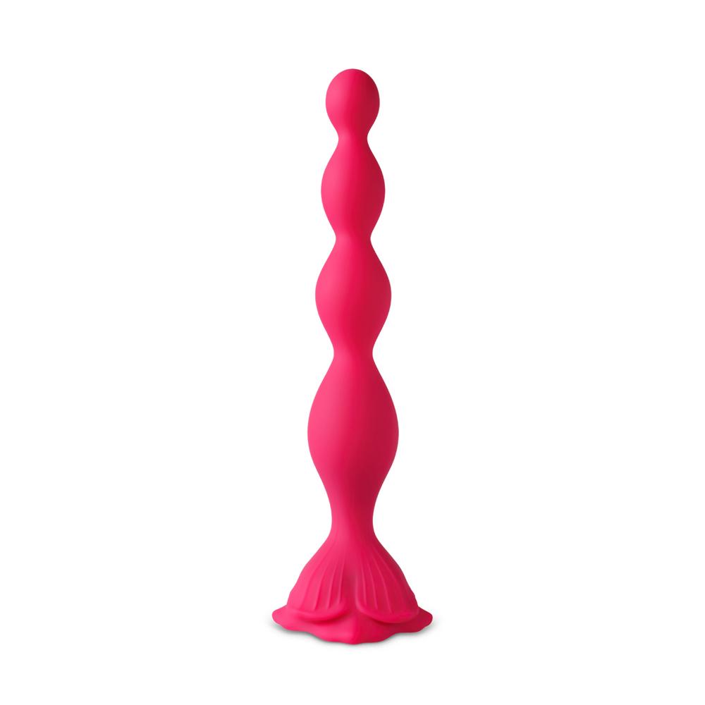 Red Vibrating Anal Beads with Flower-Shaped Base - 9-Speed, 20 CM Length