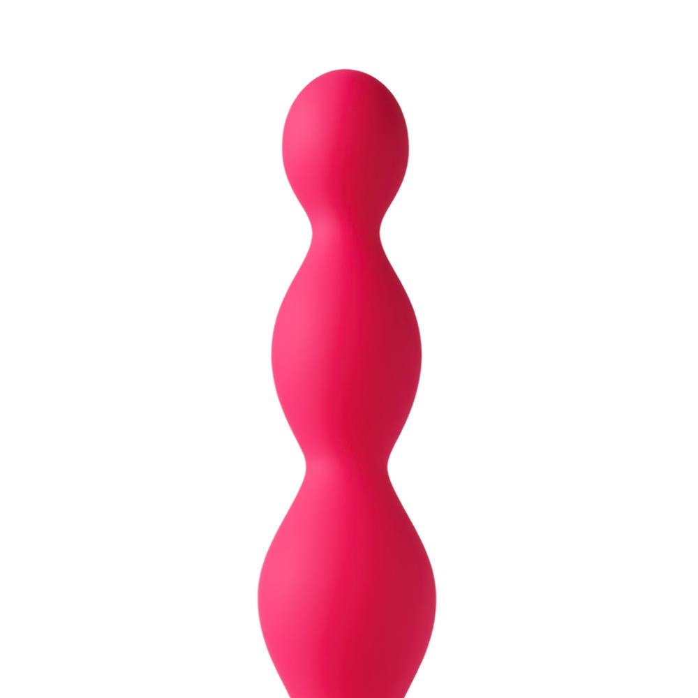 Red Vibrating Anal Beads with Flower-Shaped Base - 9-Speed, 20 CM Length