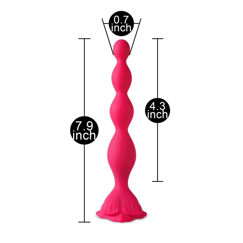 Red Vibrating Anal Beads with Flower-Shaped Base - 9-Speed, 20 CM Length